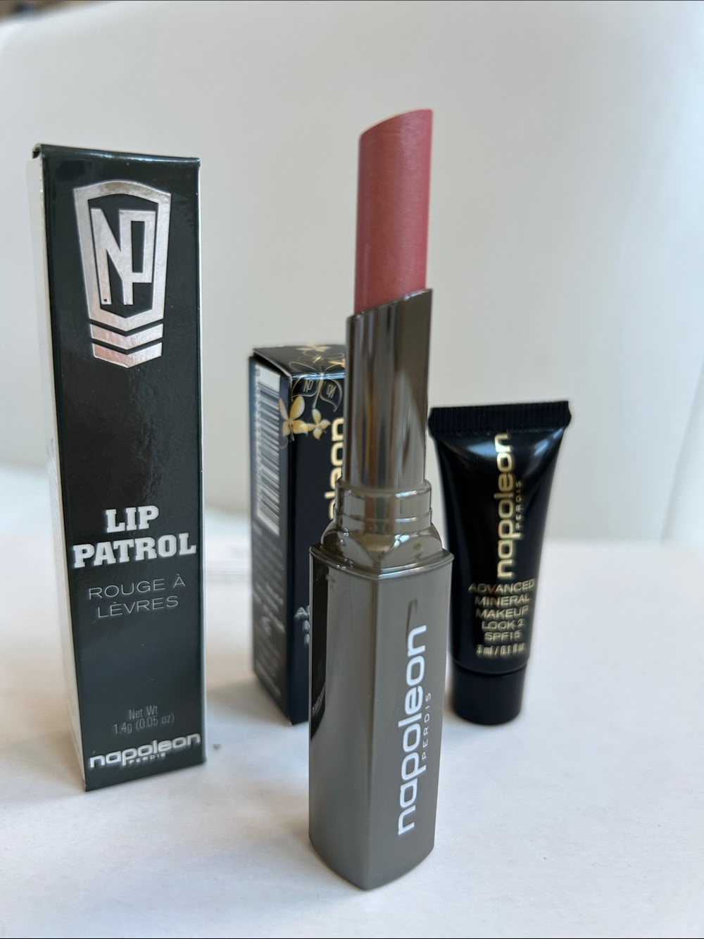 Napoleon Perdis Lip Patrol Lipstick and Advanced Mineral Makeup in Look 2